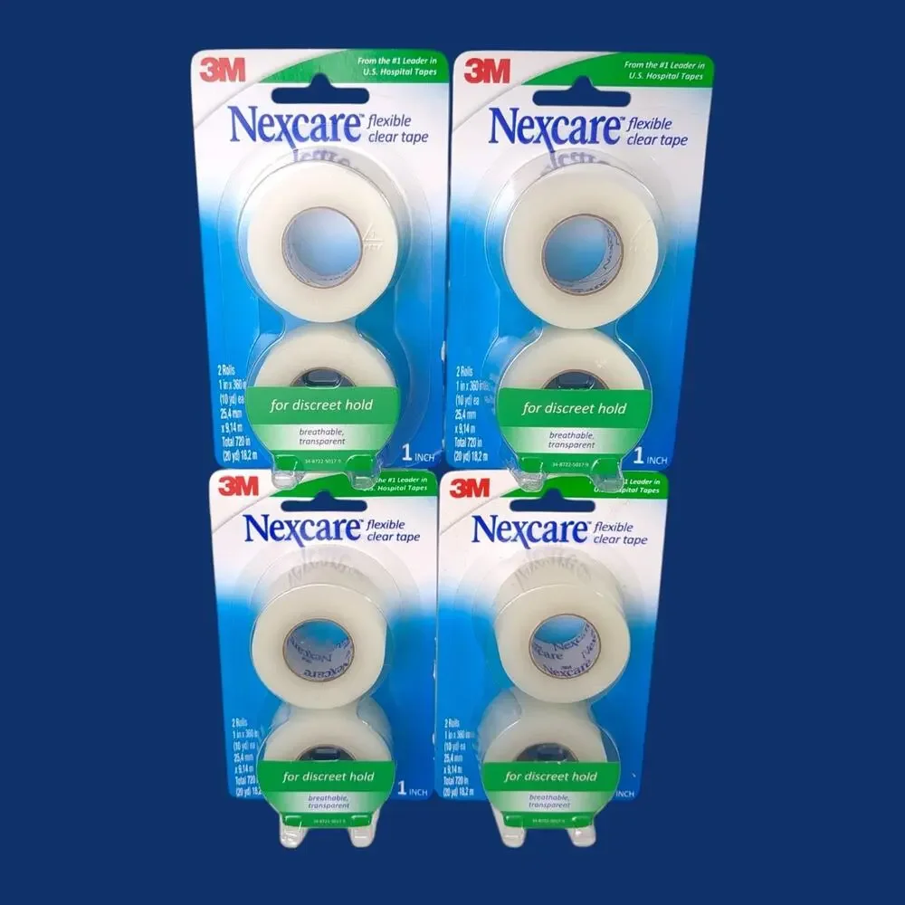 Nexcare First Aid Flexible Clear Tape 1 Inch X 10 Yards 2 Counts X 4 Packs